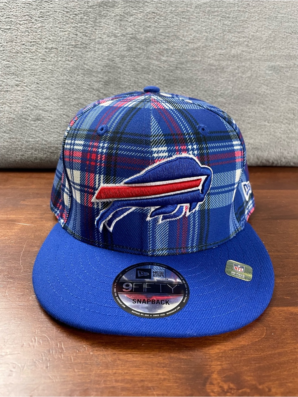 New Era Buffalo Bills Plaid Embroidered Logo Blue Red 9fifty Snapback Hat NEW